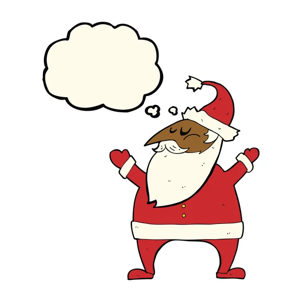 Dibujos animados Santa Claus con burbuja de pensamiento — Vector de stock