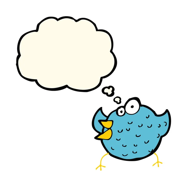 Dibujos animados pájaro feliz con burbuja de pensamiento — Archivo Imágenes Vectoriales