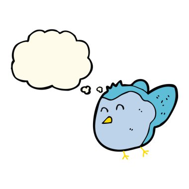 Düşünce baloncuklu çizgi film kuşu