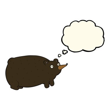 Düşünce baloncuklu komik çizgi film ayısı