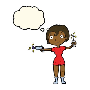 Düşünce baloncuğu olan gelecekteki uzay kızı