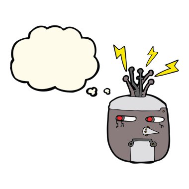 Düşünce baloncuklu robot kafası