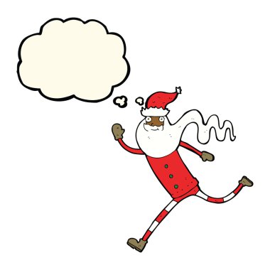 Düşünce baloncuklu Noel Baba 'yı çalıştıran çizgi film