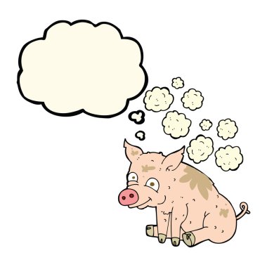 pis kokulu domuz düşünce balonu ile çizgi film