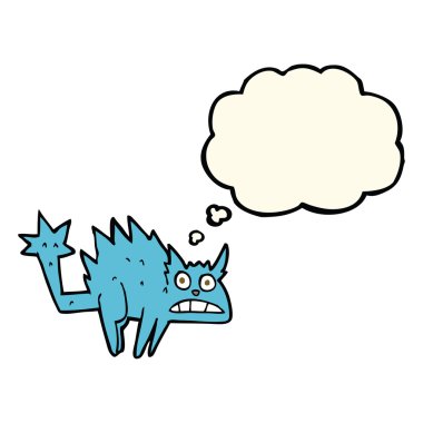 çizgi film korkmuş kedi düşünce baloncuğu ile