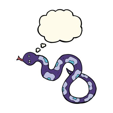 Düşünce baloncuklu çizgi film yılanı