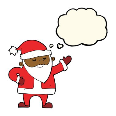 Düşünce baloncuklu çizgi film Noel Baba