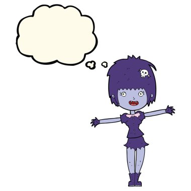 Düşünce balonlu mutlu vampir kız çizgi filmi.