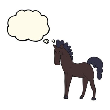 Düşünce baloncuklu çizgi film atı