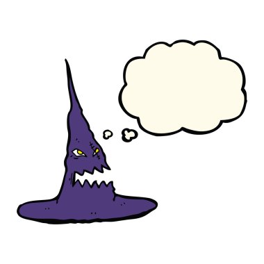 Düşünce baloncuklu tuhaf cadı şapkası.