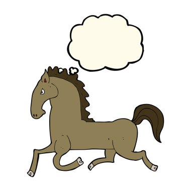 at düşünce balonu ile çalışan çizgi film