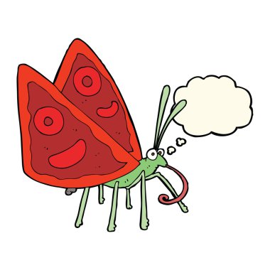 Düşünce baloncuklu komik kelebek