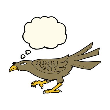 Düşünce baloncuklu çizgi film kuşu