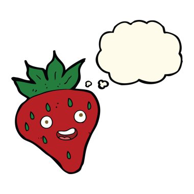 karikatür mutlu çilek ile düşünce balonu