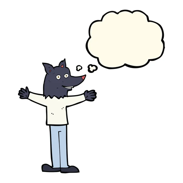 Kreslený vlkodlak s myšlenkovou bublinou — Stockový vektor