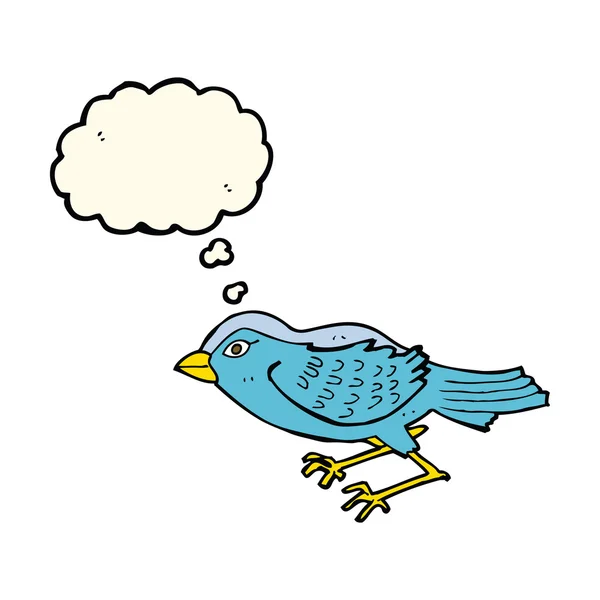 Cartoon tuin vogel met gedachte zeepbel — Stockvector