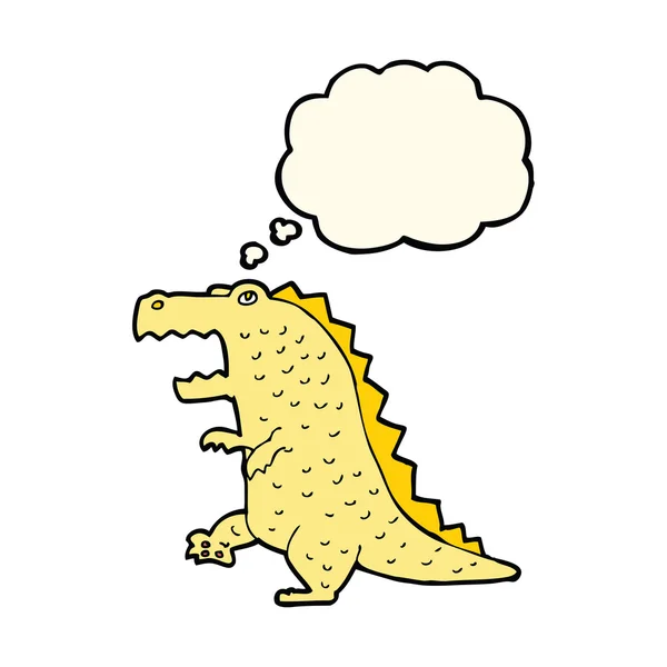 Мультяшный динозавр с мыслепузырем — стоковый вектор