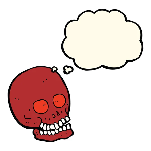 Calavera de dibujos animados con burbuja de pensamiento — Vector de stock