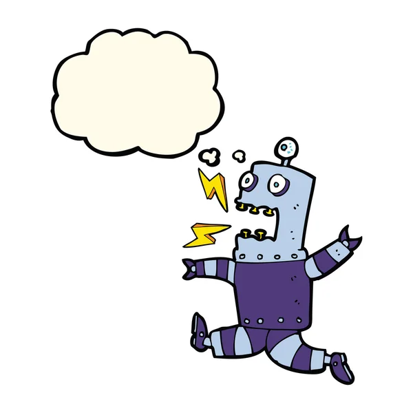 Tecknad skräckslagen robot med tanke bubbla — Stock vektor