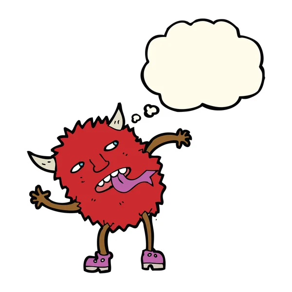 Lustiges Cartoon-Monster mit Gedankenblase — Stockvektor