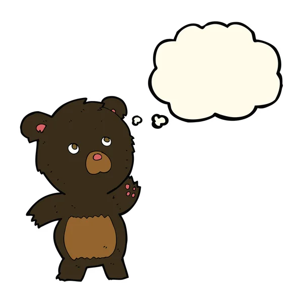 Мультфильм любопытный черный медведь с мыслей пузырь — стоковый вектор