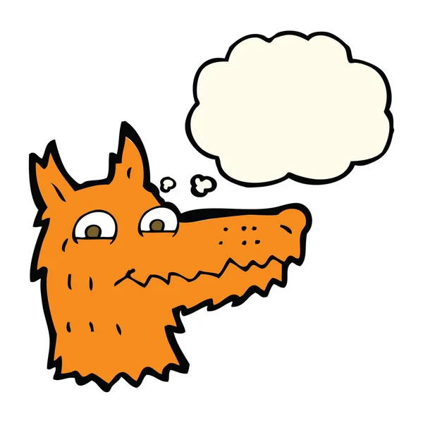 Cabeça de raposa de desenhos animados com bolha de pensamento — Vetor de Stock