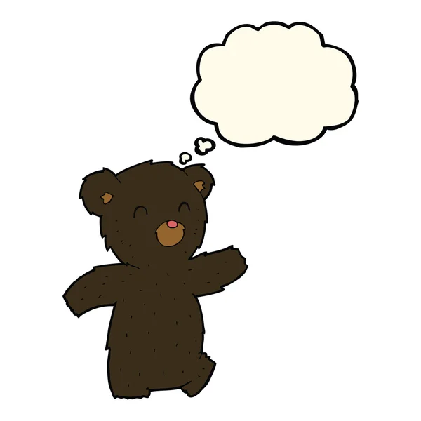Cartoon zwarte beer met gedachte bubble — Stockvector