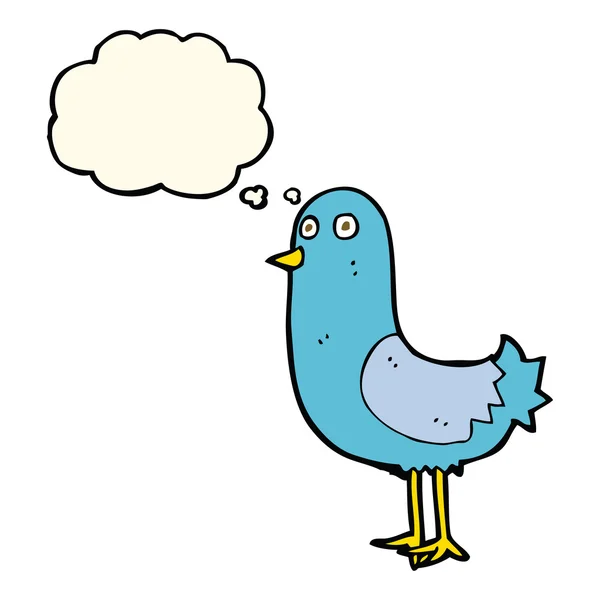 Κινουμένων σχεδίων πουλί με φούσκα σκέψης — Διανυσματικό Αρχείο