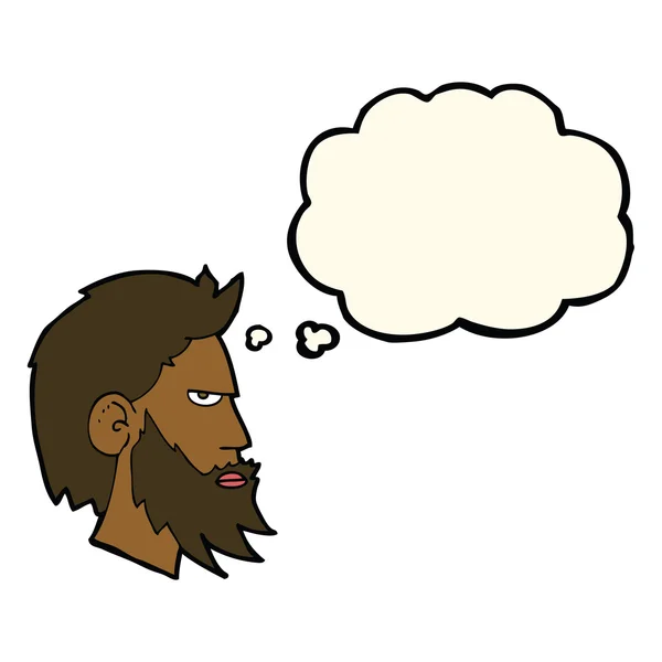 Cartoon man with beard with thought bubble — Stock Vector
