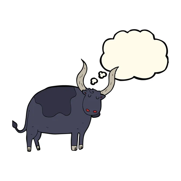 Мультяшный бык с мыслепузырём — стоковый вектор