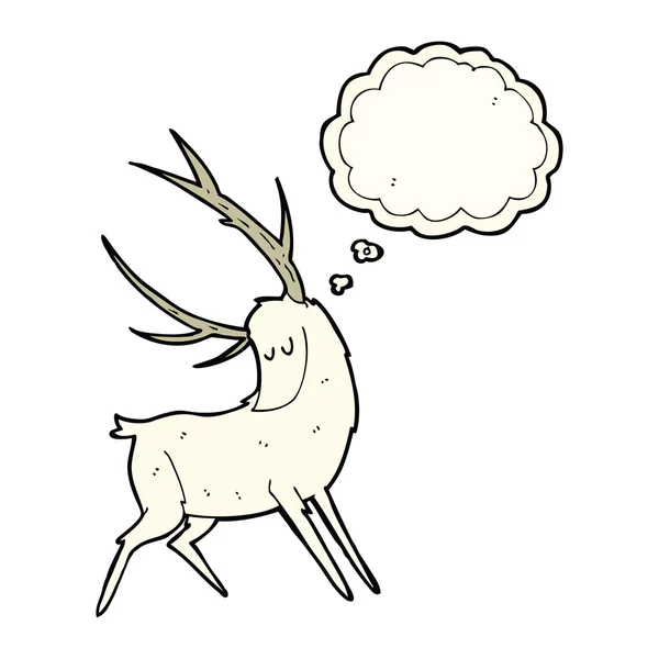 Cartoon vita hjort med trodde bubble — Stock vektor