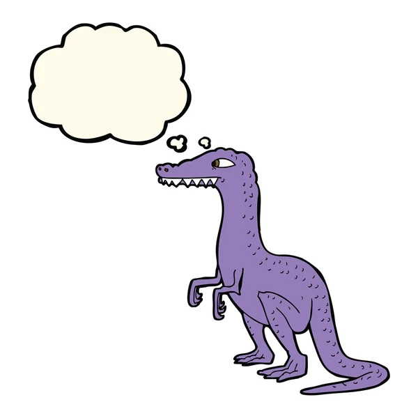 Dinossauro cartoon com bolha de pensamento — Vetor de Stock