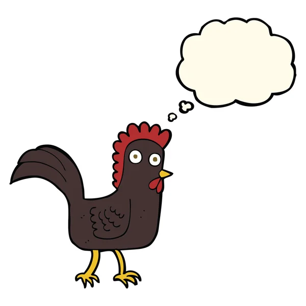 Cartoon chicken with thought bubble — Stock Vector