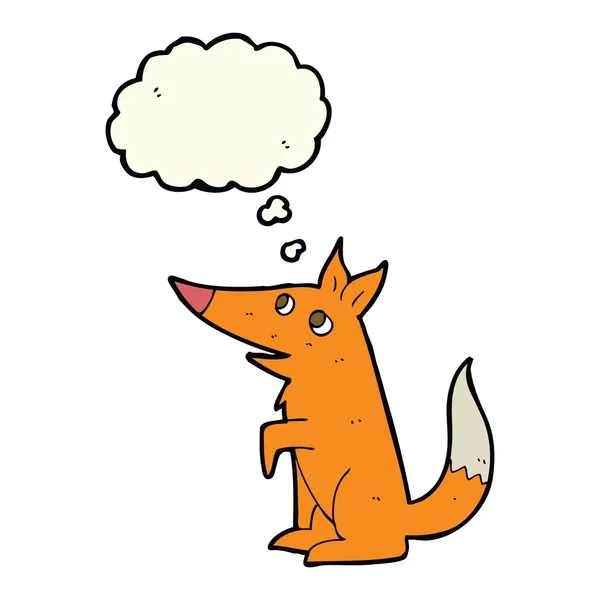 Dibujos animados cachorro de zorro con burbuja de pensamiento — Vector de stock