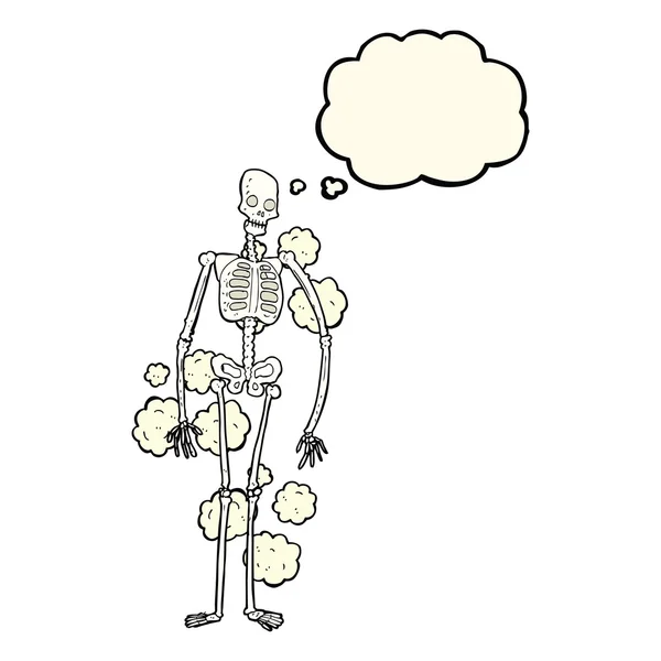 卡通尘土飞扬老骨架与思想泡泡 — 图库矢量图片
