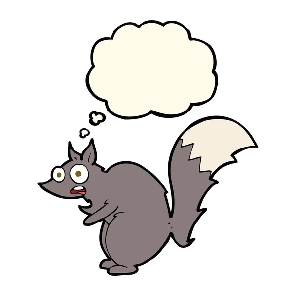 Engraçado assustado esquilo desenhos animados com bolha de pensamento — Vetor de Stock