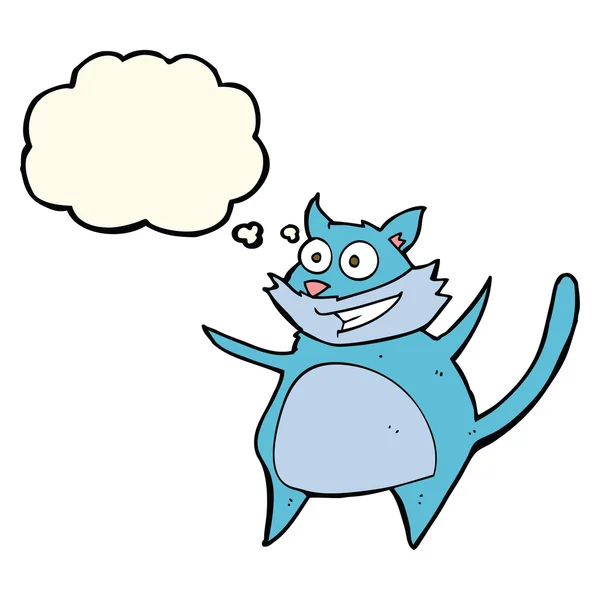 Divertente gatto cartone animato con bolla di pensiero — Vettoriale Stock