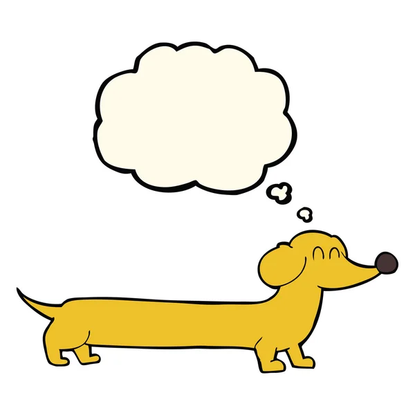 Kartun dachshund dengan pikiran gelembung - Stok Vektor