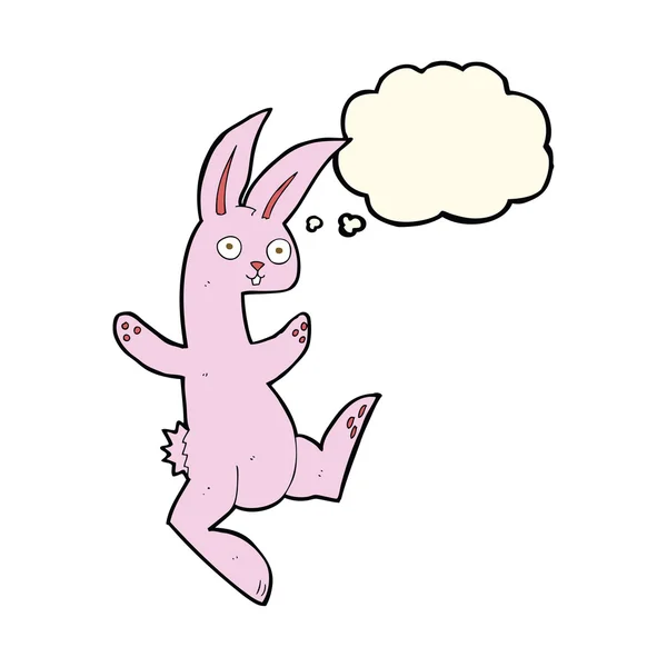 Funny cartoon pink rabbit with thought bubble — Stock Vector