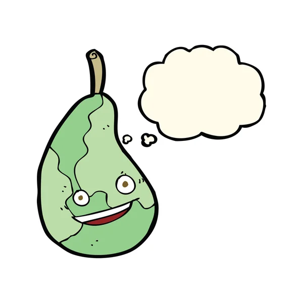 Cartoon glückliche Birne mit Gedankenblase — Stockvektor