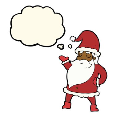 Düşünce baloncuklu çizgi film Noel Baba