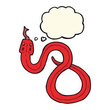 Düşünce baloncuklu çizgi film yılanı