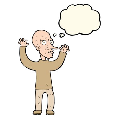 Düşünce baloncuğu olan kötü adam çizgi filmi