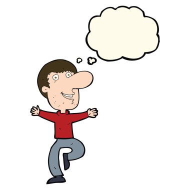 çizgi film mutlu adam düşünce baloncuğu ile