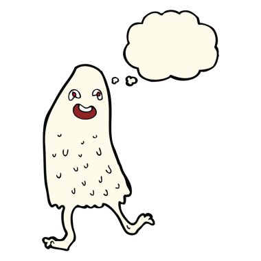 Düşünce baloncuklu komik balçık canavarı.