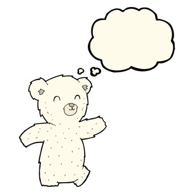 Düşünce baloncuklu şirin kutup ayısı.