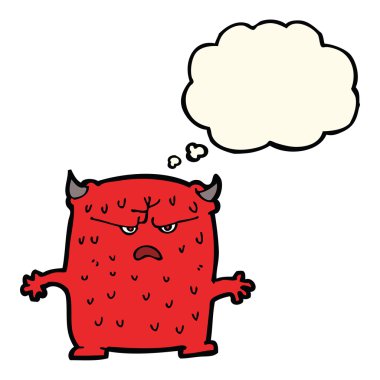 Düşünce baloncuğu olan küçük uzaylı çizgi film