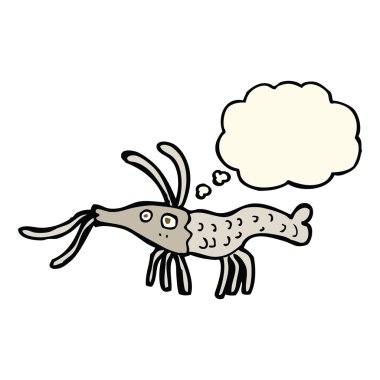 çizgi film karides ile düşünce balonu