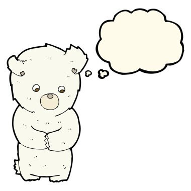 Düşünce baloncuklu şirin kutup ayısı.