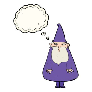 Düşünce baloncuklu çizgi film sihirbazı